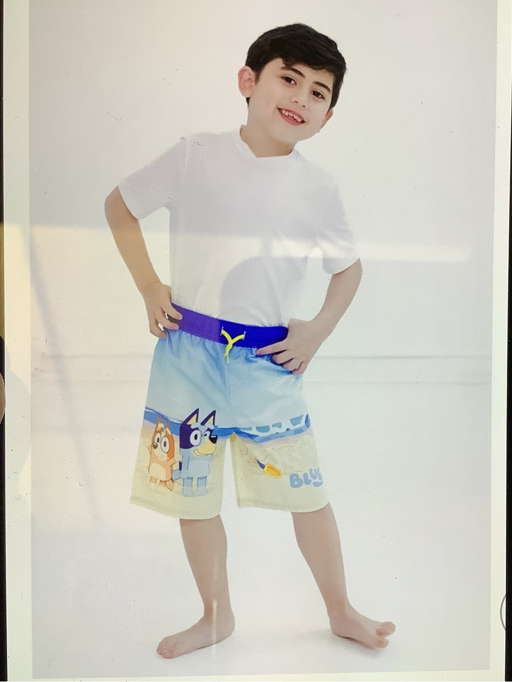 Blue and Yellow Kids Character Swim Shorts